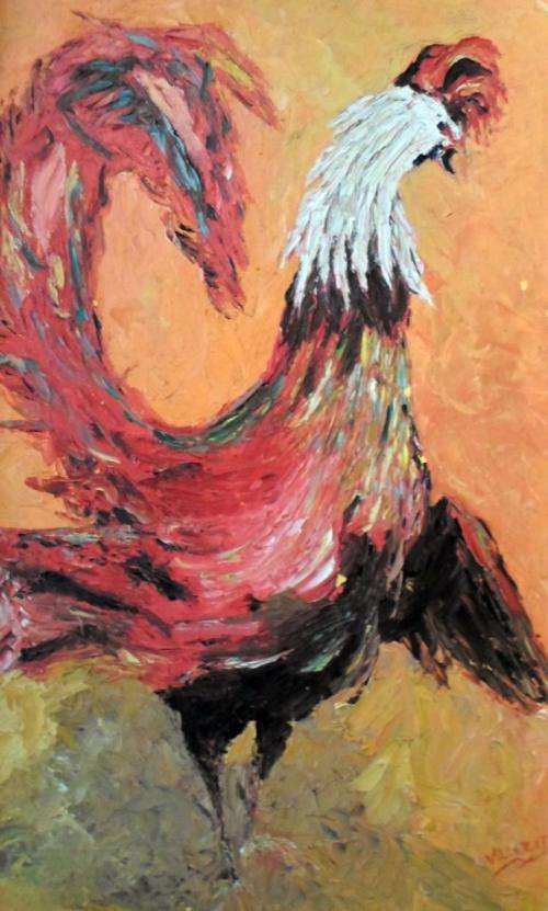 V Kluzit - Rooster - A lovely oil painting, bid now!!